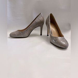 New Talbots taupe faux crocodile heels.